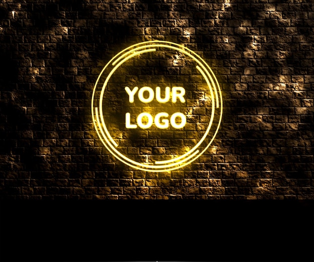 Modelagem de logotipo de néon refletivo ou modelagem de néon colorido