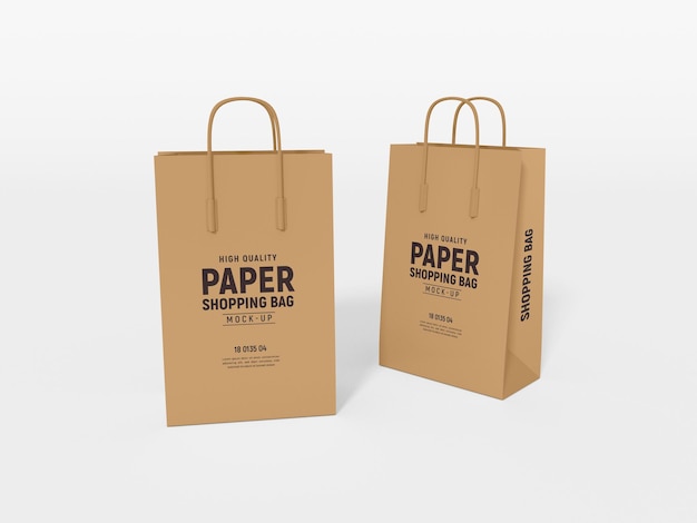 Modelagem de marca de saco de compras de papel Kraft