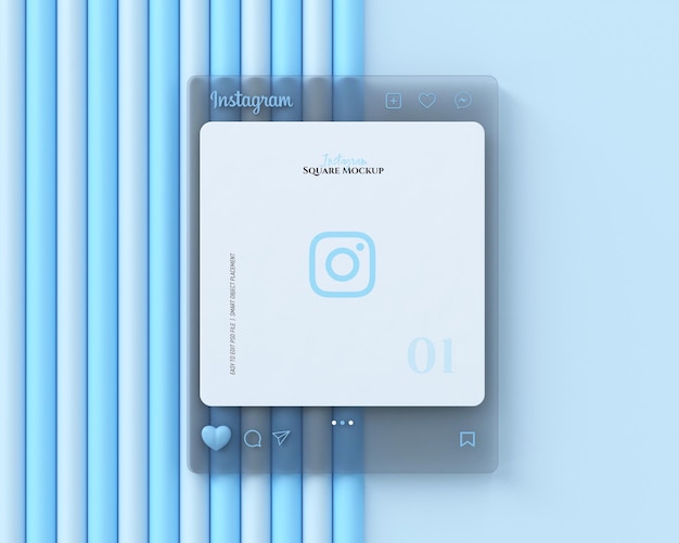 Modelagem de morfismo de vidro da interface 3D do Instagram com emoji de coração 3D para modelagem de postagem de mídia social