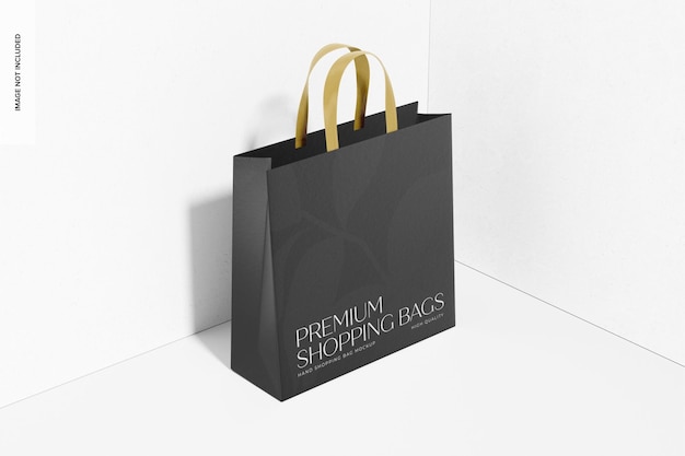 Modelagem de saco de compras de mão, visão de ângulo alto