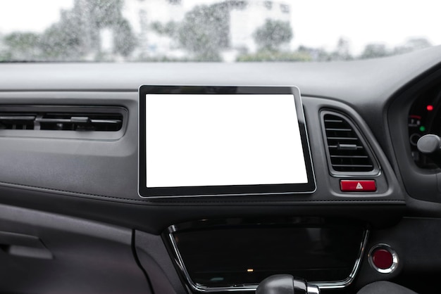 Modelagem de tela de tablet branca em um carro autônomo
