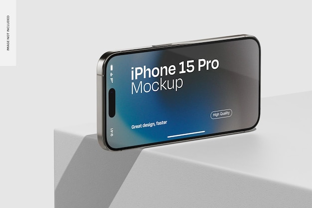 Modelagem horizontal de titânio branco do iPhone 15 Pro