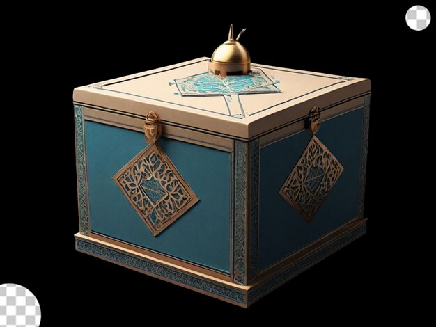 PSD un modèle 3d d'une boîte utilisée pour la collecte de charité pendant le ramadan png transparent