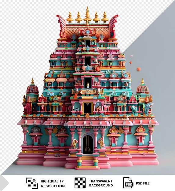 PSD le modèle 3d du temple de meenakshi à amman