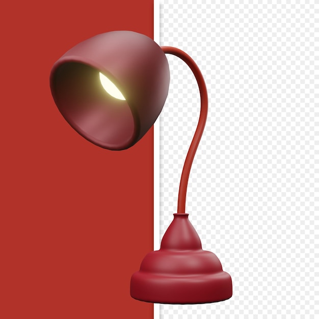 Modèle 3D de lampe rouge avec fond transparent