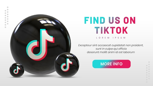 Modèle 3d de médias sociaux icône tiktok