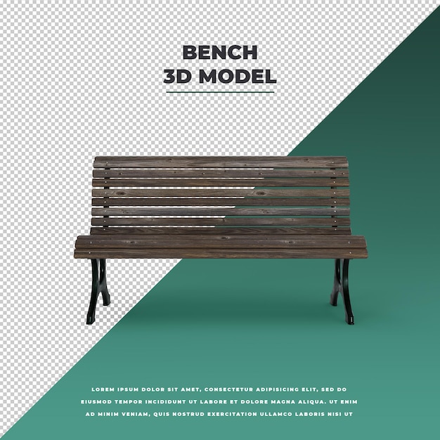 PSD modèle 3d moderne ancien et banc de parc