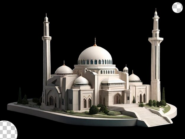 PSD modèle 3d d'une mosquée png transparent