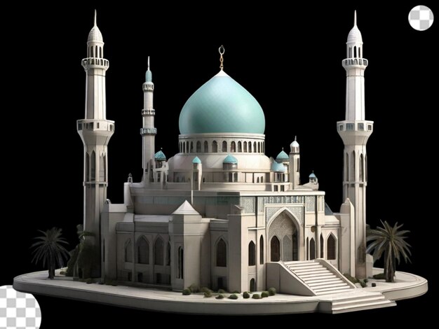 PSD modèle 3d d'une mosquée png transparent