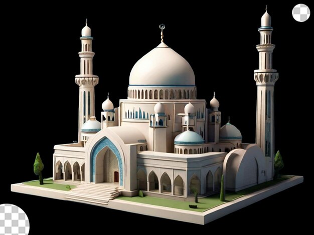 PSD modèle 3d d'une mosquée png transparent