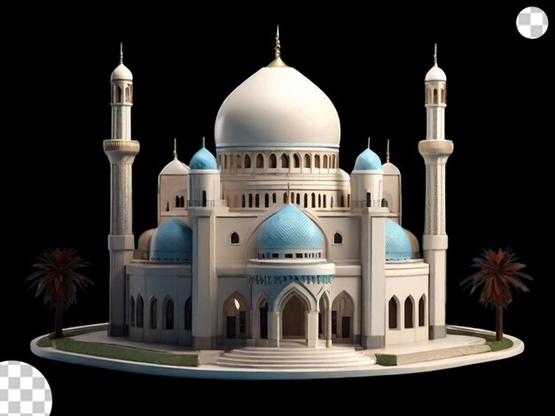 PSD modèle 3d d'une mosquée png transparent