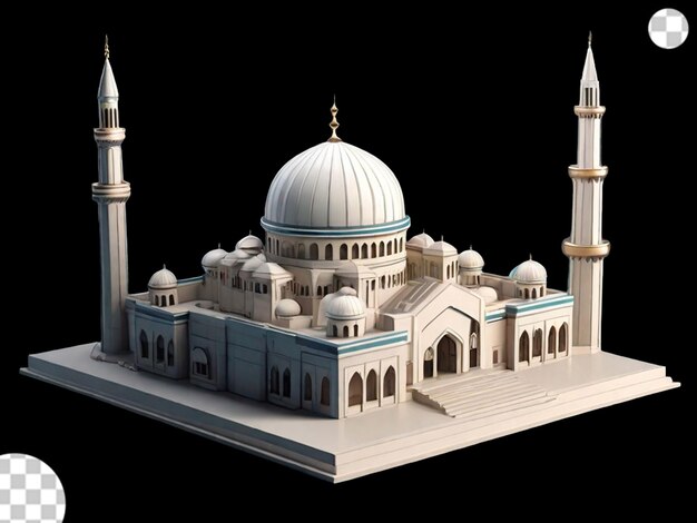 PSD modèle 3d d'une mosquée png transparent