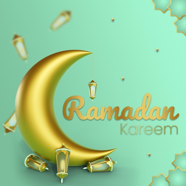 Modèle 3D de publication Instagram du Ramadan Moubarak