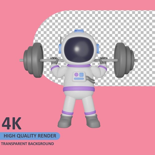 Modèle 3d Rendant L'astronaute Enfant Faisant L'haltérophilie Vue De Face