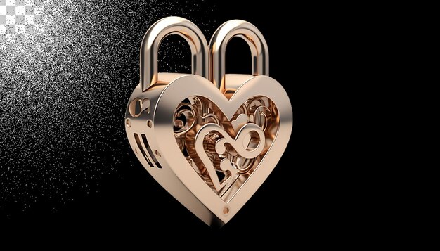 PSD modèle 3d d'une serrure d'amour png transparent