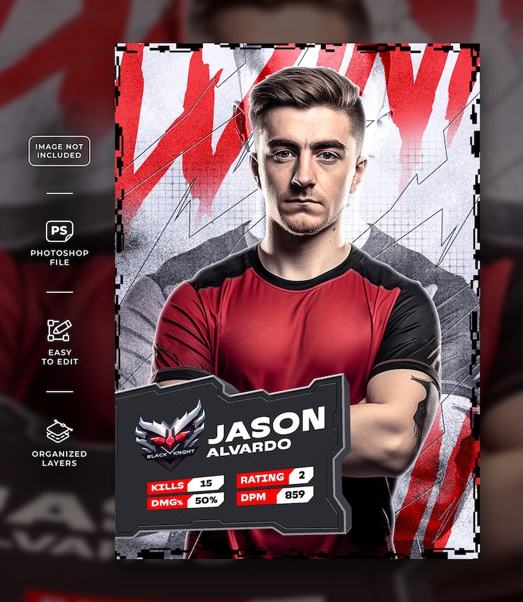 PSD modèle a4 de flyer de joueur de joueur esport