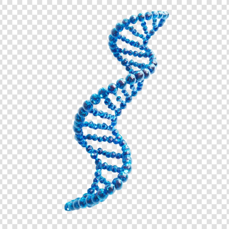 PSD modèle d'adn 3d en bleu vif sur un fond transparent