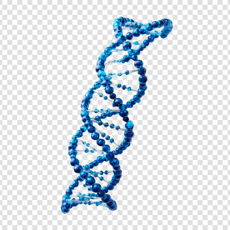 PSD modèle d'adn 3d en bleu vif sur un fond transparent