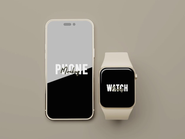 Modèle d'affichage de montre intelligente et de téléphone rendu en 3D