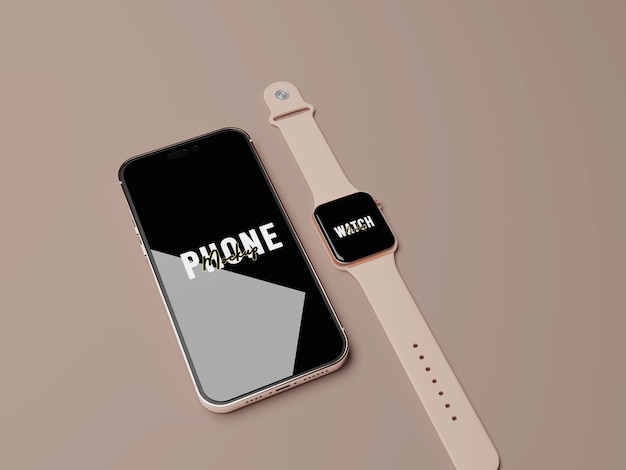 Modèle d'affichage de montre intelligente et de téléphone rendu en 3D
