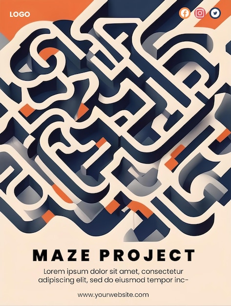 PSD modèle d'affiche abstraite créative avec conception maze