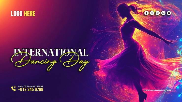 PSD modèle d'affiche de bannière pour les médias sociaux de la journée internationale de la danse