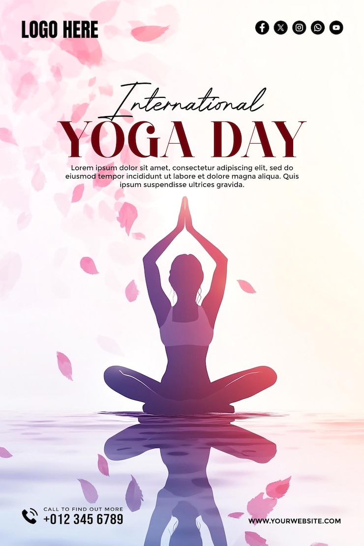 PSD modèle d'affiche de bannière pour les médias sociaux de la journée internationale du yoga