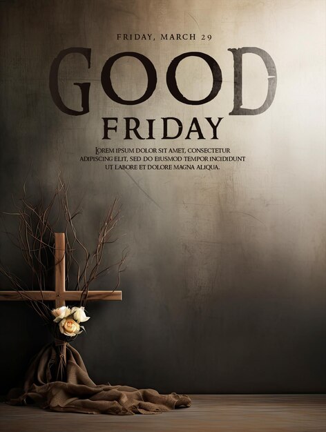 PSD modèle d'affiche de bon vendredi avec du bois de croix