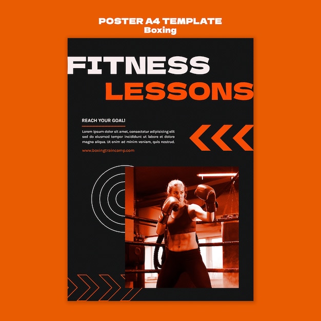 Modèle d'affiche de boxe design plat