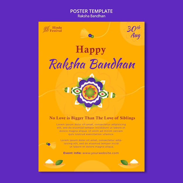 PSD modèle d'affiche de célébration design plat raksha bandhan