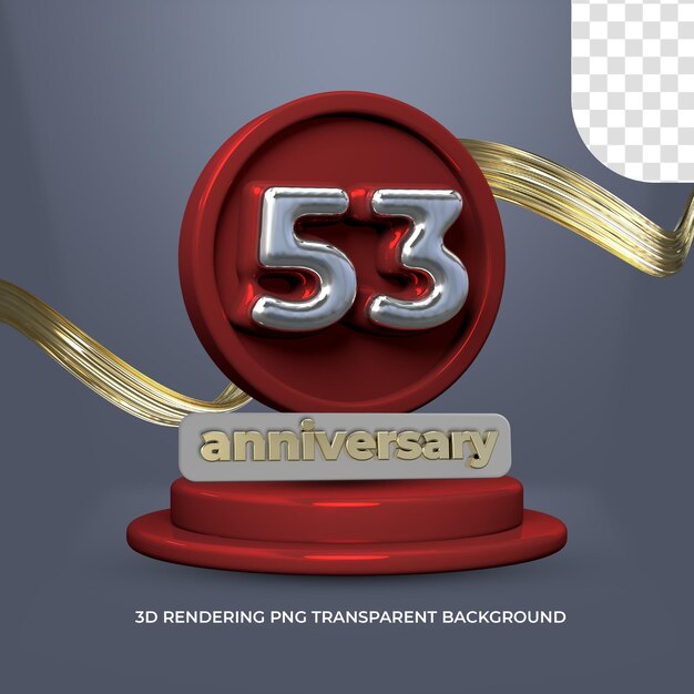 Modèle D'affiche De Célébration Du 53e Anniversaire, Rendu 3d, Fond Transparent