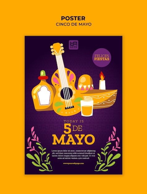 PSD modèle d'affiche de célébration du cinco de mayo