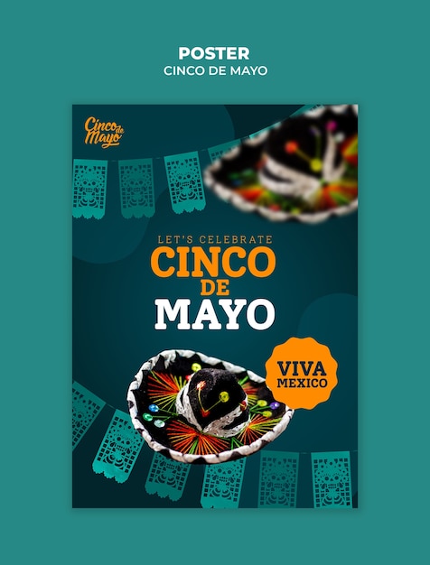 Modèle d'affiche de célébration du Cinco de Mayo