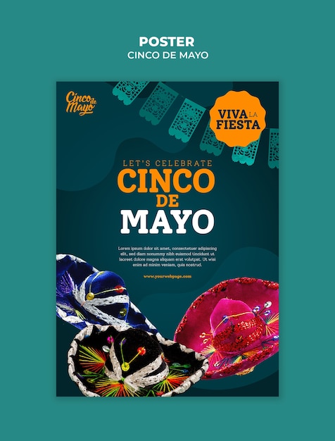 PSD modèle d'affiche de célébration du cinco de mayo