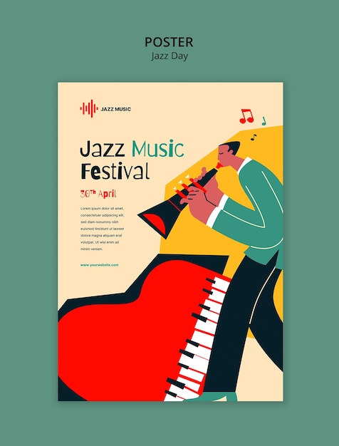 Modèle d'affiche de célébration de la journée du jazz