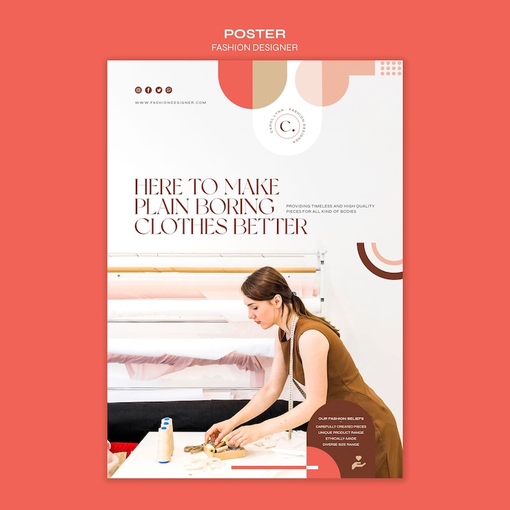 PSD modèle d'affiche de concept de créateur de mode