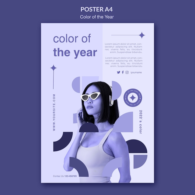 Modèle d'affiche de la couleur de l'année 2022