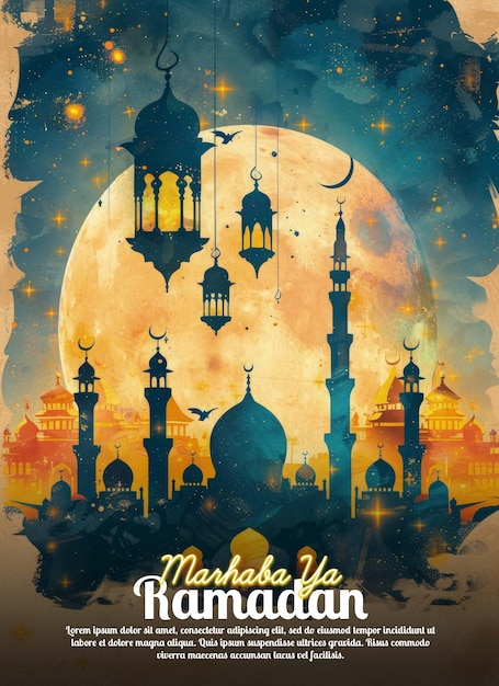 modèle d'affiche de couleur vibrante du ramadan bannière de médias sociaux de l'aïd al fitr