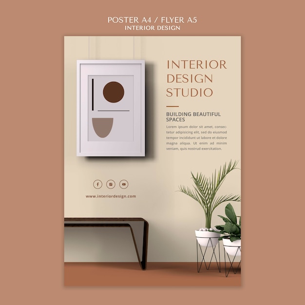 Modèle d'affiche de design d'intérieur