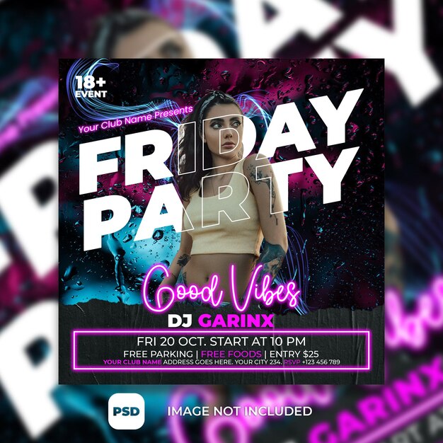 Modèle d'Affiche de DJ du vendredi