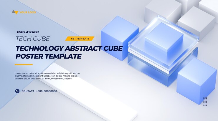 PSD modèle d'affiche du cube de la technologie psd