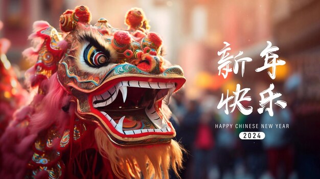 PSD modèle d'affiche du nouvel an chinois 2024 le signe du zodiaque du dragon