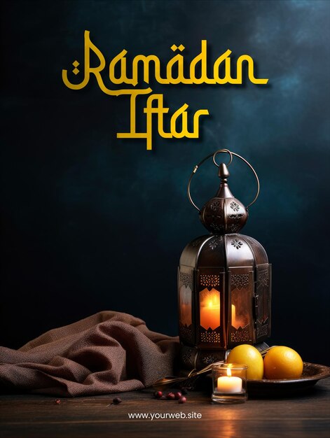 PSD modèle d'affiche du ramadan iftar avec la fête musulmane du mois sacré du ramadan kareem