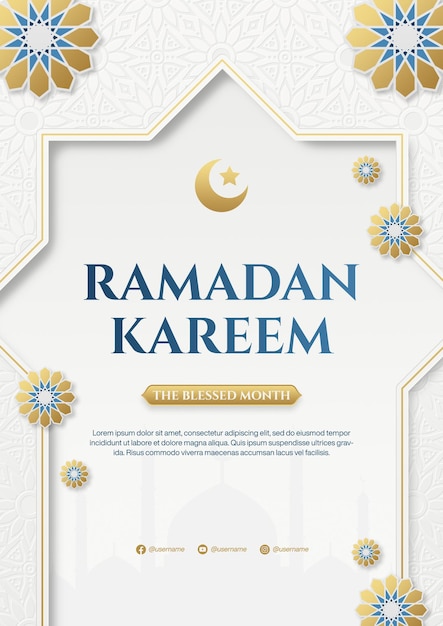 Modèle d'affiche du Ramadan Kareem avec un mandala islamique