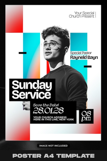 Modèle d'affiche du service du dimanche