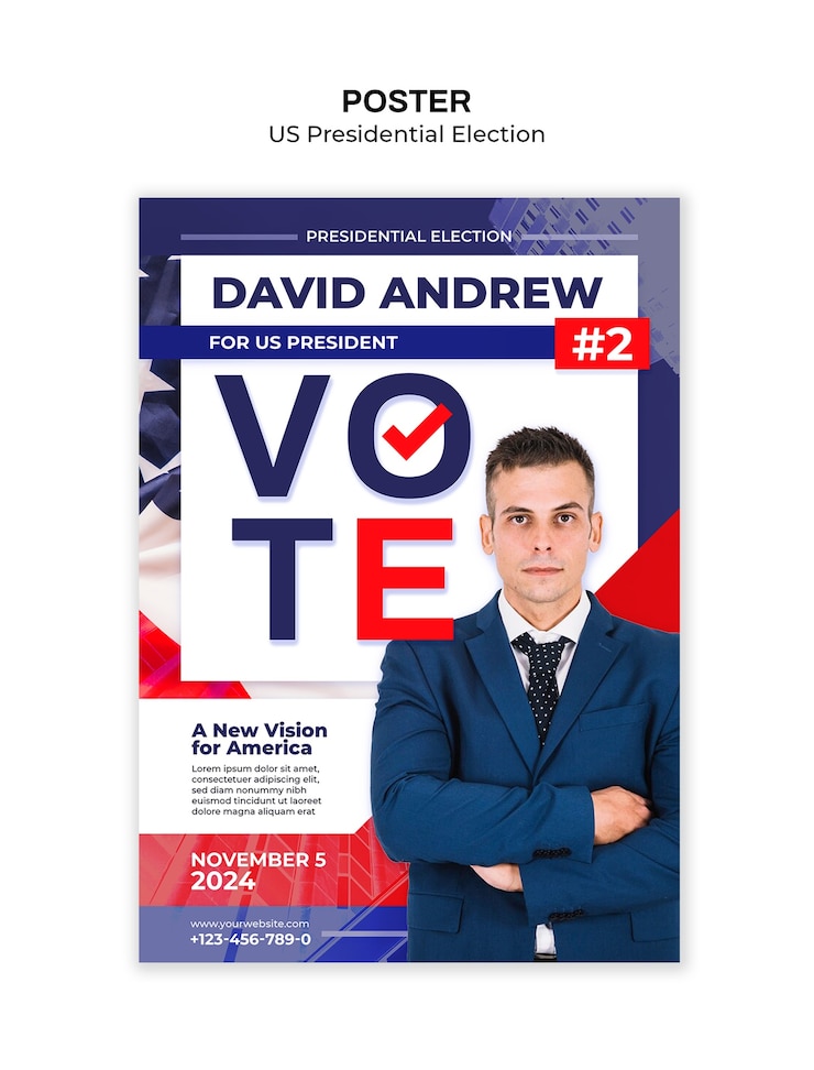 PSD modèle d'affiche de l'élection présidentielle américaine