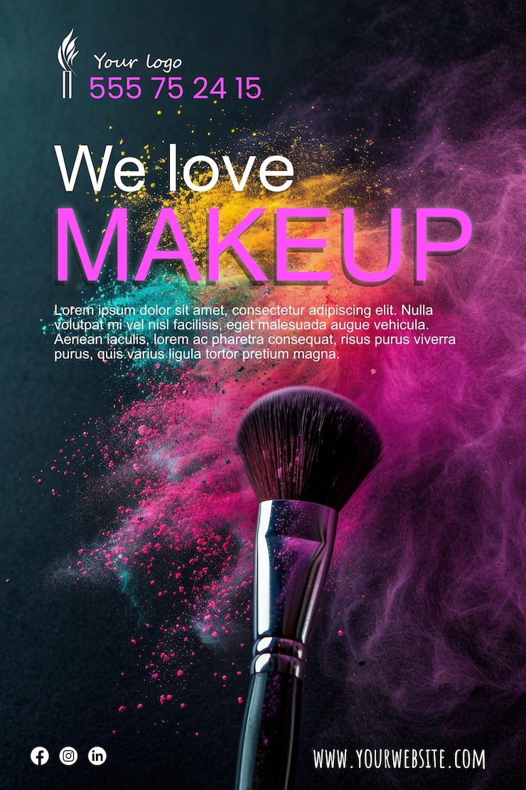 PSD un modèle d'affiche d'une entreprise de maquillage