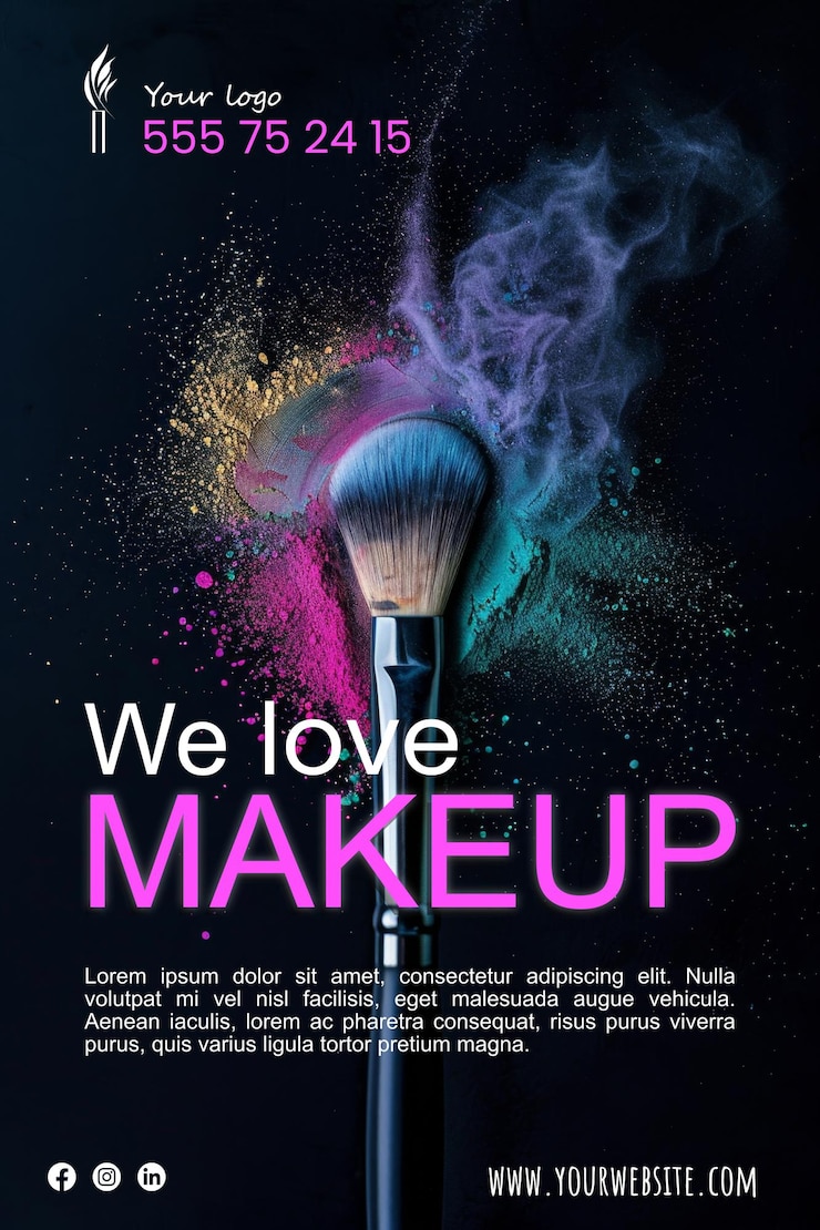 PSD un modèle d'affiche d'une entreprise de maquillage