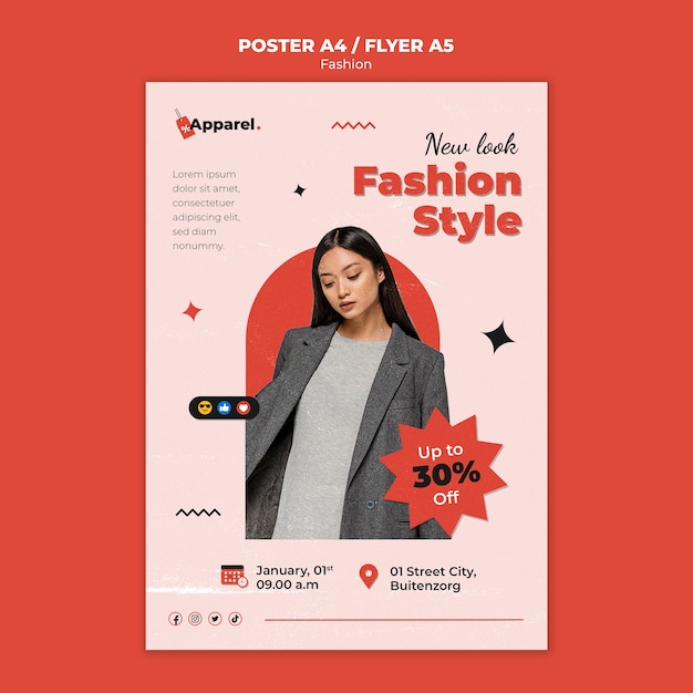 Modèle d'affiche d'entreprise de mode design plat