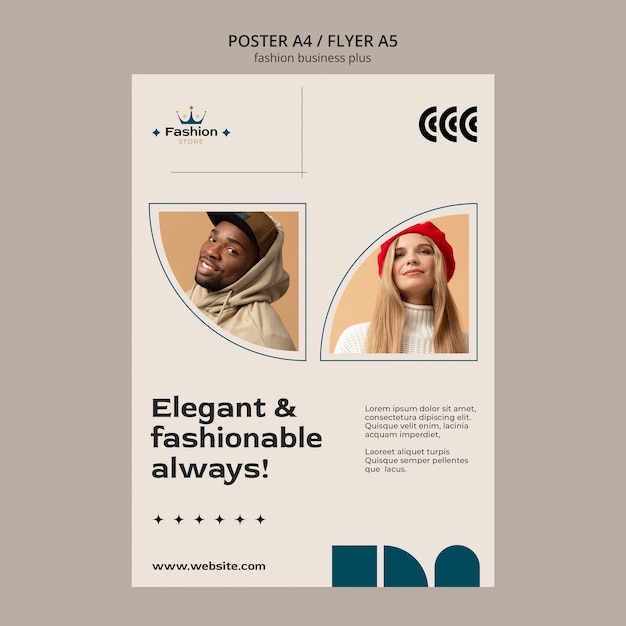 PSD modèle d'affiche d'entreprise de mode design plat